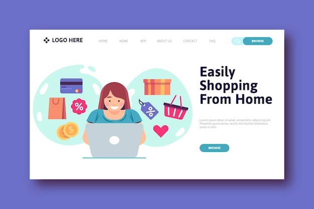 Kostenloser Vektor online-landingpage-konzept einkaufen
