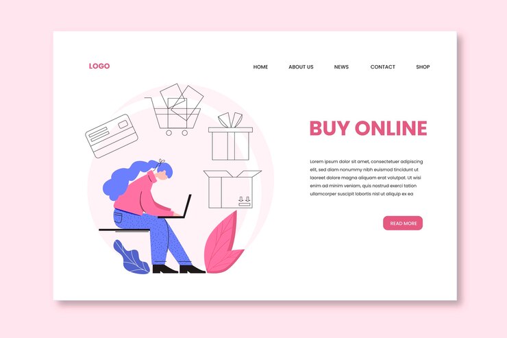 Kostenlose Vektor online-landingpage-vorlagenstil einkaufen