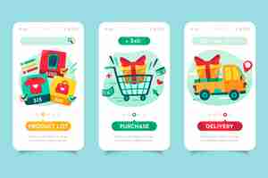 Kostenloser Vektor online-onboarding-app-bildschirme kaufen