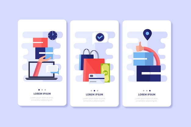 Kostenloser Vektor online-onboarding-app mit dem telefon kaufen