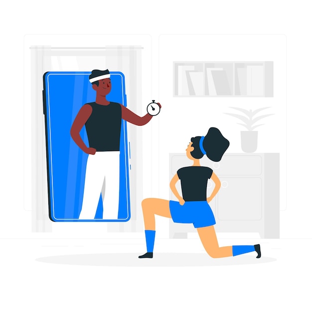 Online Personal Trainer Konzept Illustration