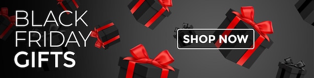 Online-shopping-banner für black friday-geschenke mit schaltfläche 