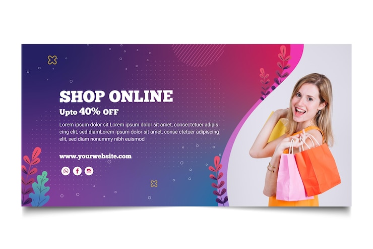 Kostenlose Vektor online-shopping-banner-vorlage