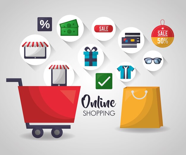 Online-shopping-karte | Premium-Vektor