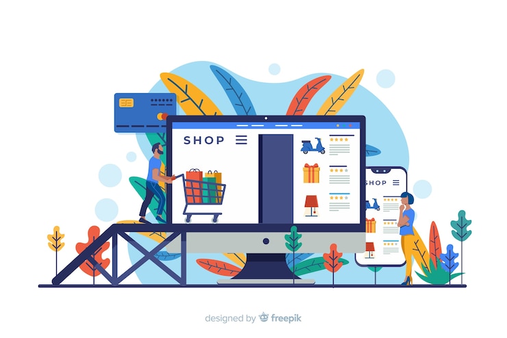Kostenlose Vektor online-shopping-konzept für die landingpage