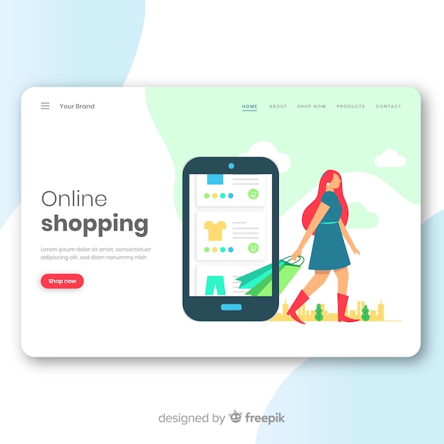 Kostenloser Vektor online-shopping-konzept für die landingpage