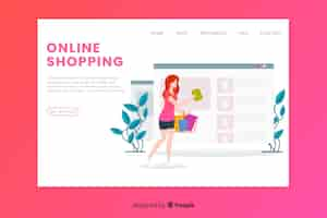 Kostenloser Vektor online-shopping-landing-page-vorlage