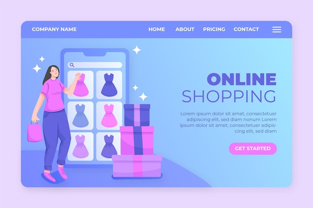 Kostenloser Vektor online-shopping-landingpage