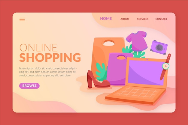 Kostenloser Vektor online-shopping-landingpage