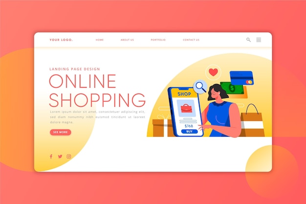 Kostenloser Vektor online-shopping - landingpage