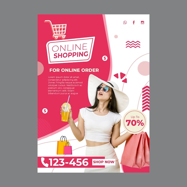 Kostenloser Vektor online-shopping-poster-vorlage