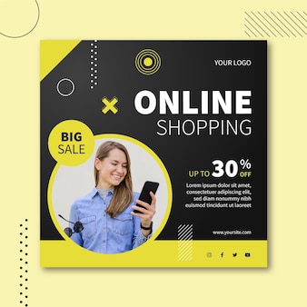 Kostenlose Vektor Online Shopping Square Flyer Design