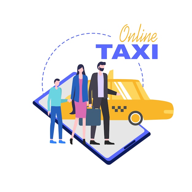 Kostenloser Vektor online-taxi-handyservice