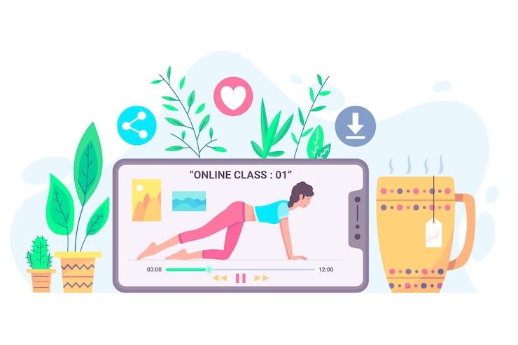 Kostenlose Vektor online yoga kurs