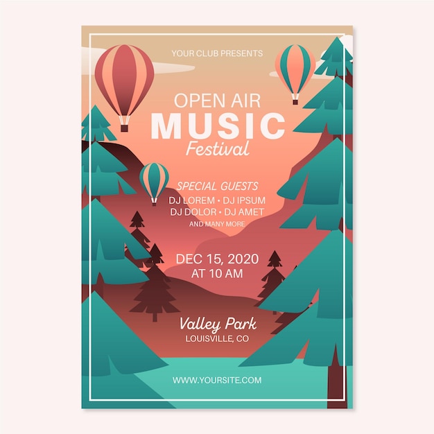 Kostenloser Vektor open air musikfestival poster vorlage