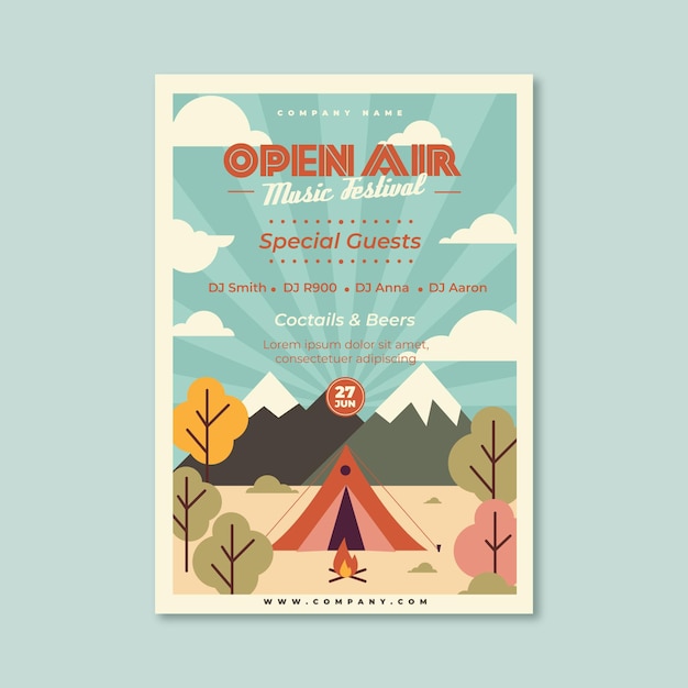Kostenloser Vektor open air musikfestival poster