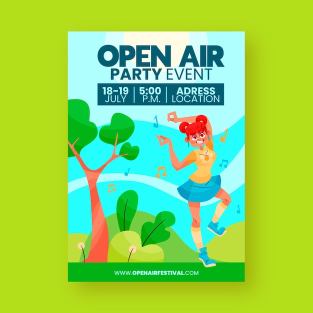 Kostenloser Vektor open air party poster