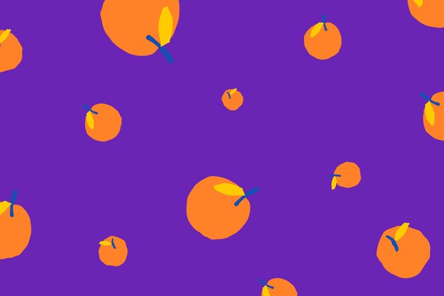 Orange Fruchtmustervektor auf lila Hintergrund