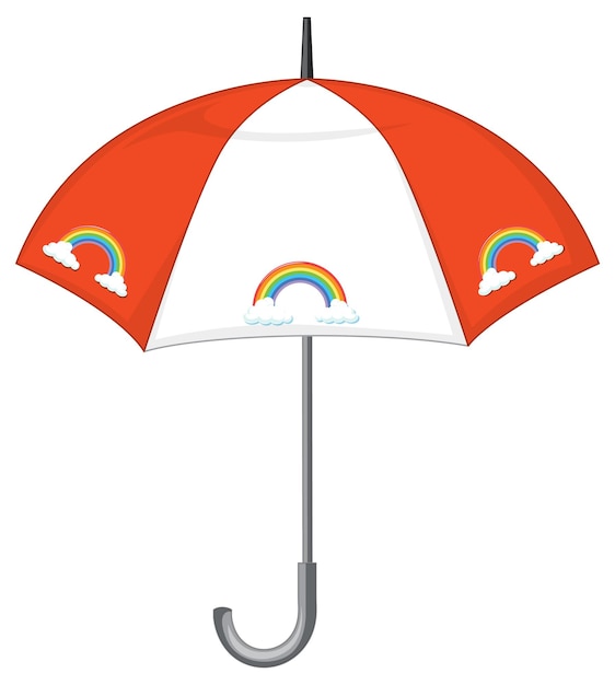 Orange gestreifter Regenschirm mit Regenbogenmuster