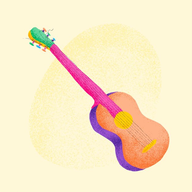 Orange Gitarre Aufkleber Vektor Musikinstrument Illustration