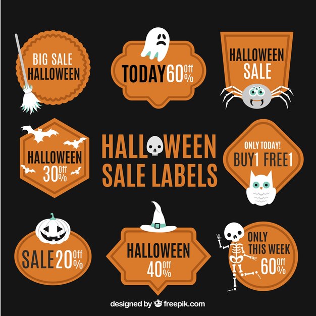 Orange Halloween Verkauf Etiketten