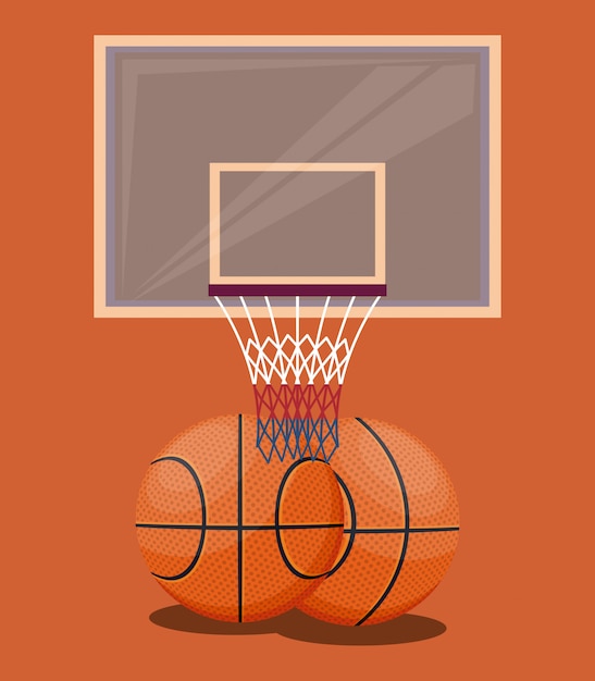 Kostenloser Vektor orange hintergrundfelder des basketballsportspiels