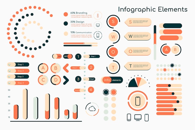 Orange infografik-design-elemente-kollektion
