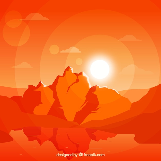 Orange, landschaft, sonnenuntergang