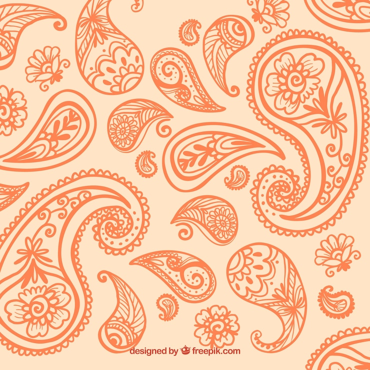 Kostenlose Vektor orange paisley-hintergrund