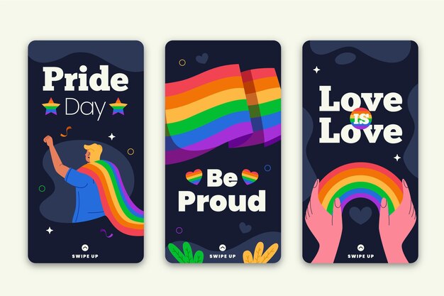 Organic flat pride day instagram geschichten sammlung