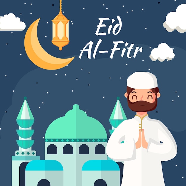 Organische flache eid al-fitr illustration