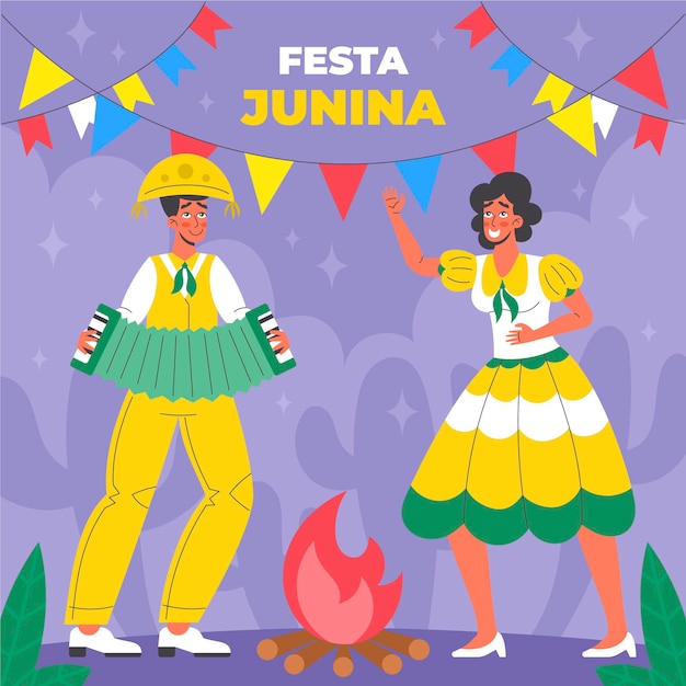 Kostenloser Vektor organische flache festa junina illustration