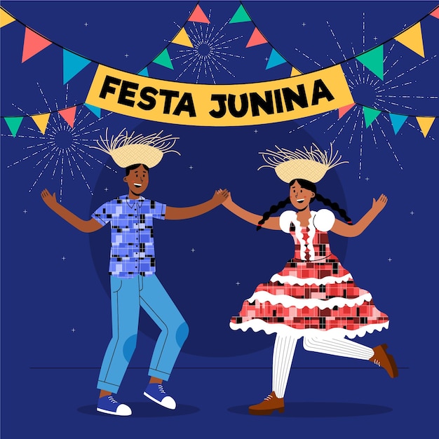 Organische flache festa junina illustration