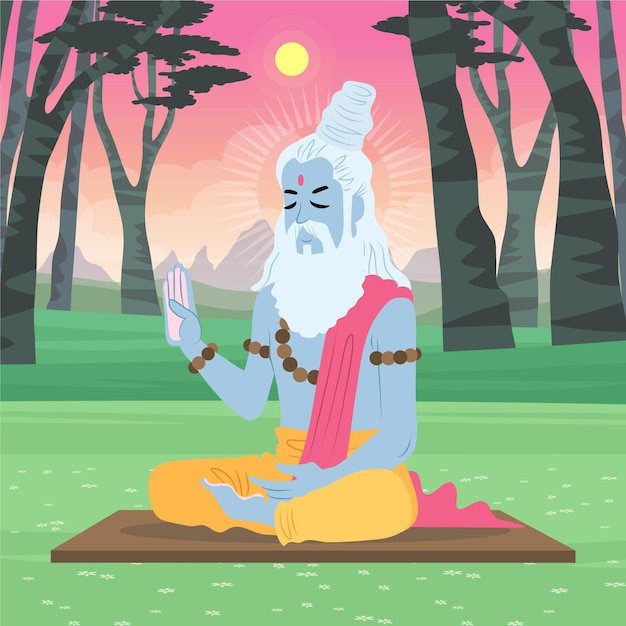 Organische flache guru-purnima-illustration