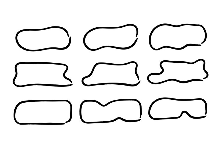 Kostenlose Vektor organische rechteckige blobformen im doodle-outline-stil