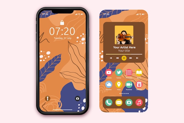 Organische Startbildschirmvorlage für Smartphone