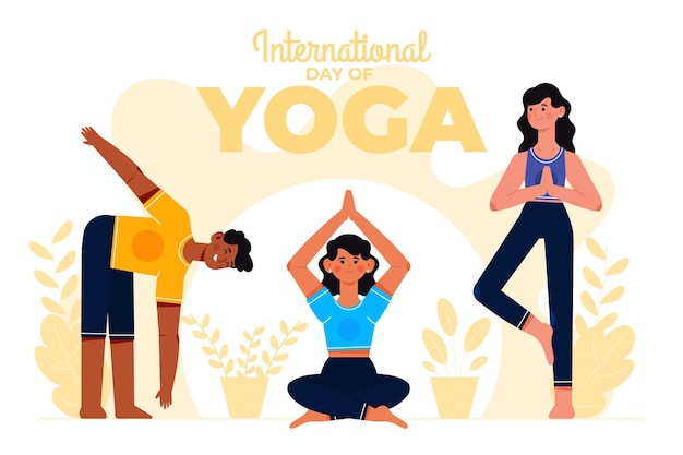 Organischer flacher internationaler tag der yogaillustration