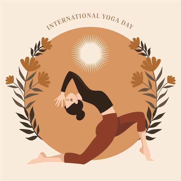 Organischer flacher internationaler Tag der Yogaillustration