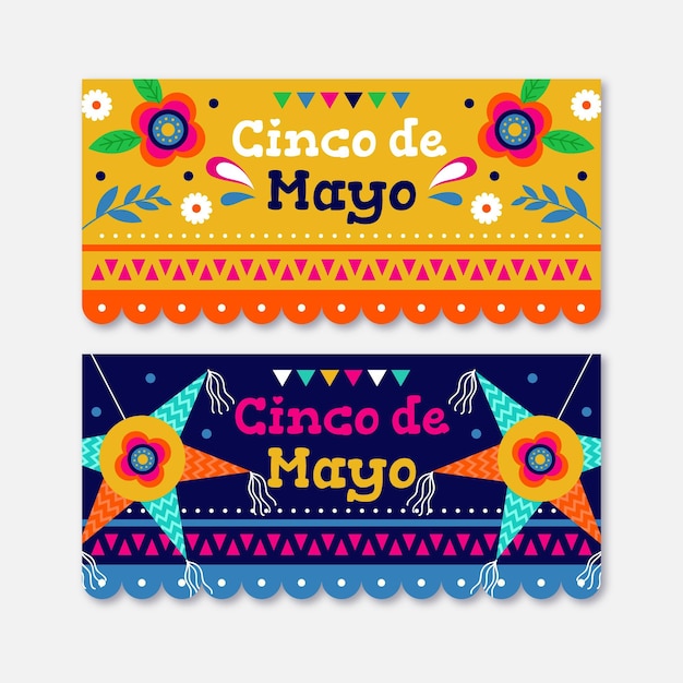 Organisches flaches cinco de mayo Bannerset