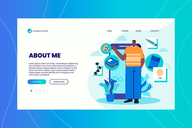 Organisches flaches Design über mich Web-Vorlage