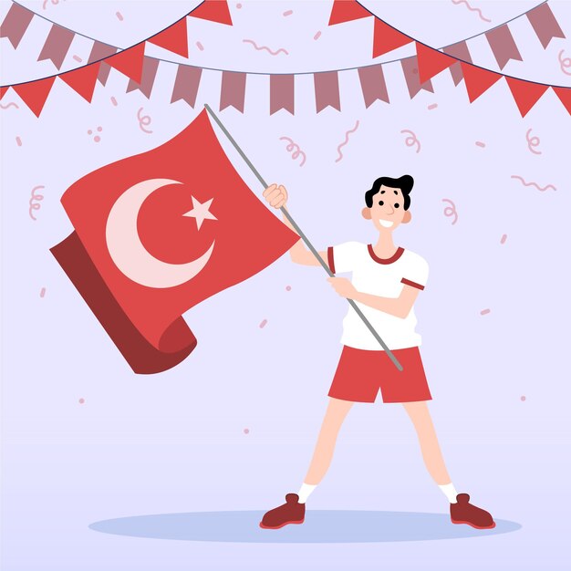 Organisches flaches Gedenken an die Illustration des Atatürk-, Jugend- und Sporttages