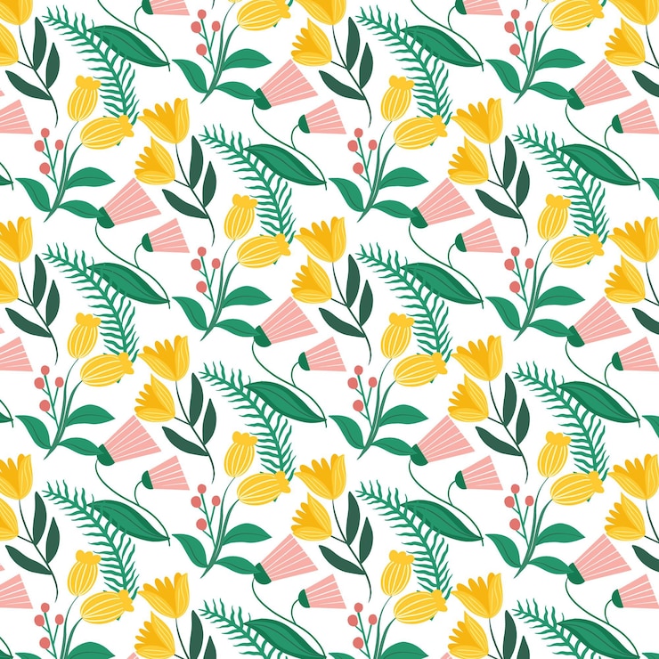 Kostenlose Vektor organisches flaches gepresstes blumenmuster