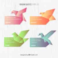 Kostenloser Vektor origami zitiert vogel geformt