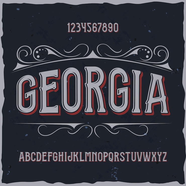 Kostenlose Vektor original-etikettenschrift mit dem namen "georgia". gute handgefertigte schrift für jedes etikettendesign.