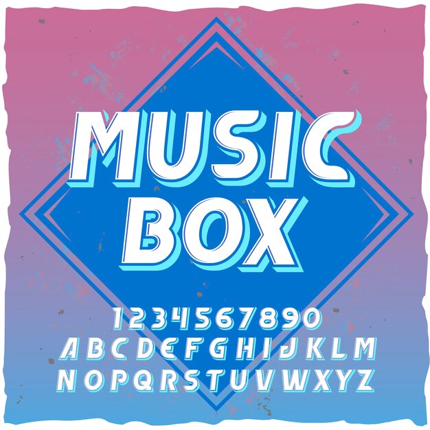 Original-Etikettenschrift mit dem Namen "Music Box".