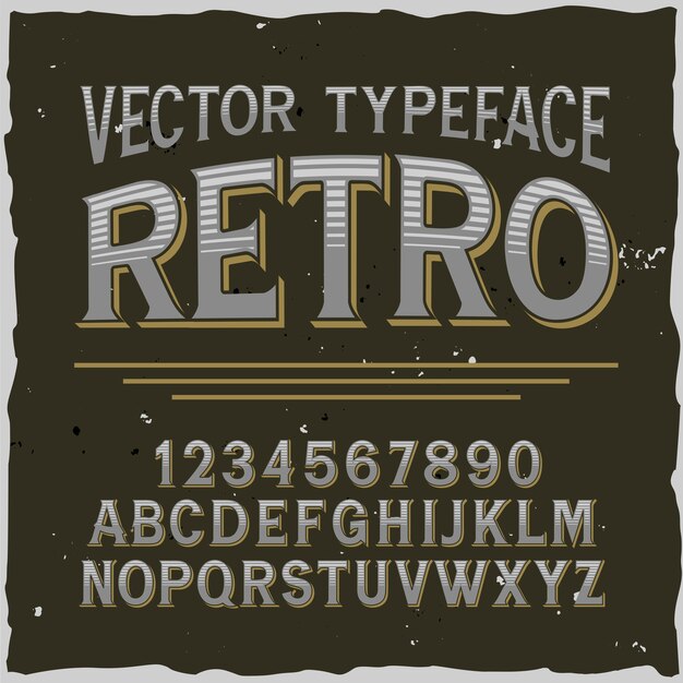 Original-Etikettenschrift mit dem Namen "Retro". Gute handgefertigte Schrift für jedes Etikettendesign.