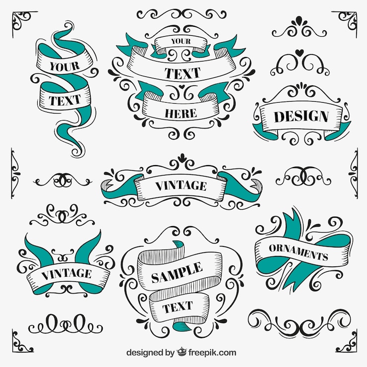Kostenlose Vektor ornamental banner im retro-stil