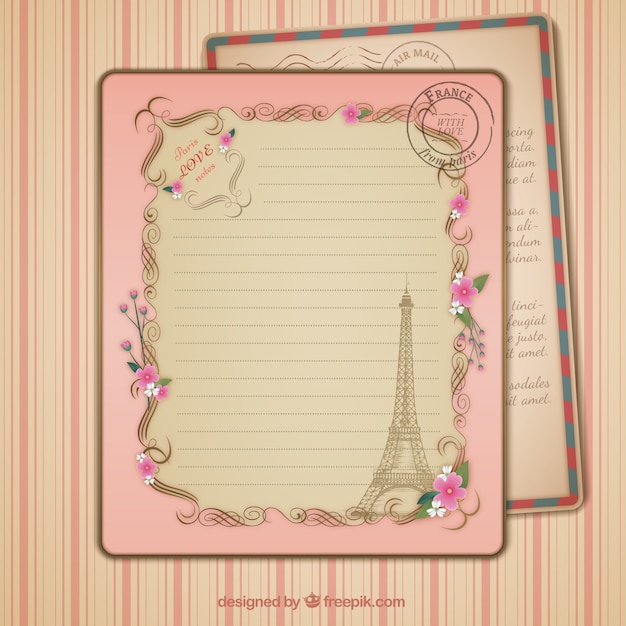 Ornamental paris karte im retro-stil