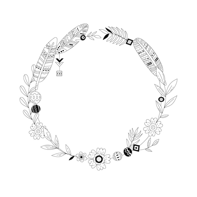 Ornamentale Gravur handgezeichneter Boho-Rahmen