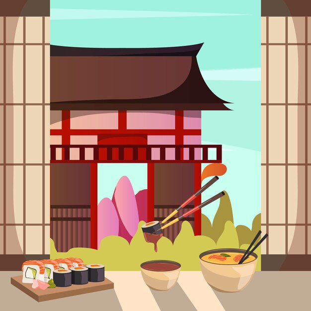 Orthogonale Zusammensetzung der Japan-Lebensmittelarchitektur